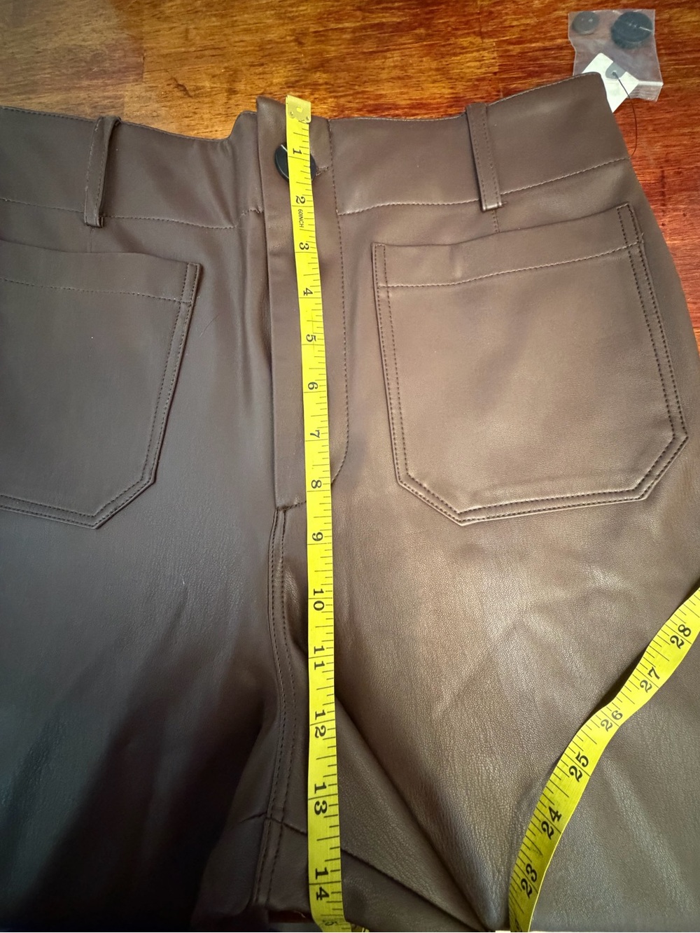 Anthro Maeve Colette Faux Leather Wide Leg Cropped Pant Size 29 Chocolate New - Picture 11 of 13
